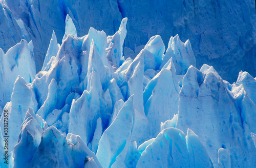 Icy formations of Perito Moreno Glacier at Canal de Tempanos in Parque Nacional Las Glaciares near El Calafate, Patagonia, Argentina photo