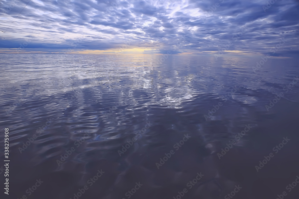 sky above water / texture background, horizon sky with clouds on the lake