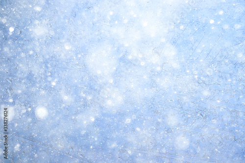 snow ice background, abstract winter seasonal background, white snowflakes blizzard on ice overlay background © kichigin19