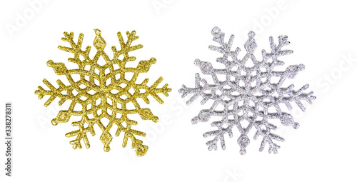 Snow flake Christmas ornament isolated on white background