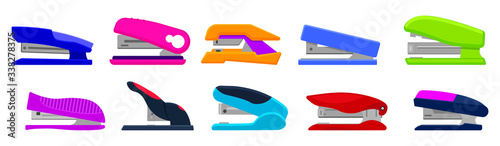 Stapler vector cartoon set icon. Isolated cartoon set icon stapling equipment. Vector illustration stapler on white background.