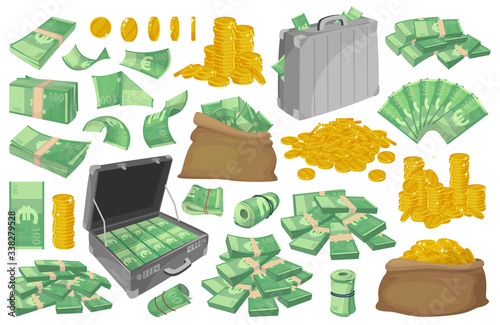 Euro banknote vector illustration on white background. Vector cartoon set icon money . Isolated cartoon set icon euro banknote.