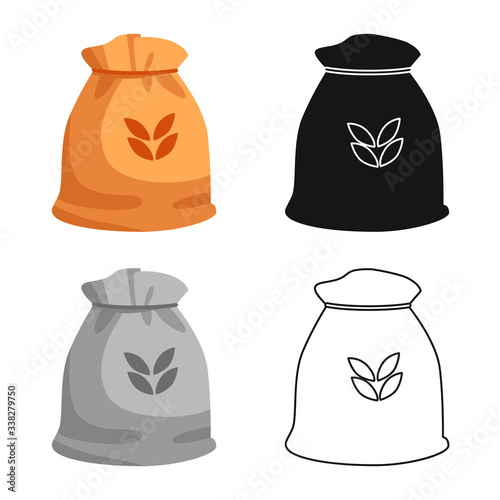 Vector design of bag and flour icon. Set of bag and wheat vector icon for stock.