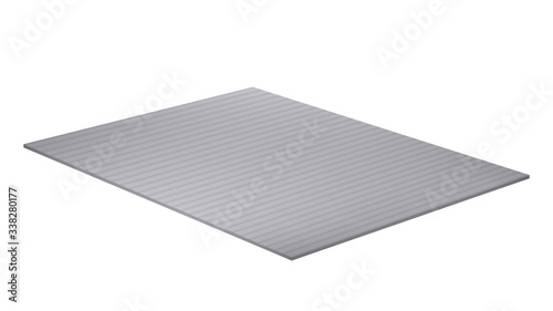 Grill Mat For Install BBQ Appliance Vector. Concrete Or Metallic Material Flooring List Or Covering Ground Accessory For Locate Bbq Equipment. Template Realistic 3d Illustration