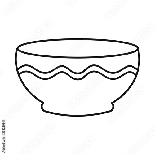 Vector design of bowl and ceramic sign. Web element of bowl and container vector icon for stock.