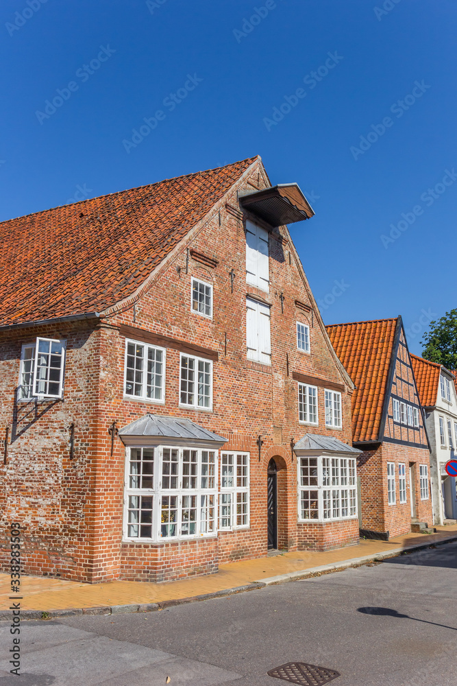 Historic red brick house in the center of Tonder, Denmark