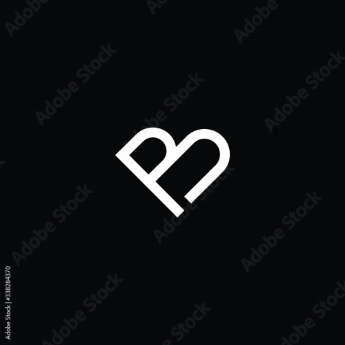 Minimal elegant monogram art logo. Outstanding professional trendy awesome artistic B BP PB initial based Alphabet icon logo. Premium Business logo White color on black background photo