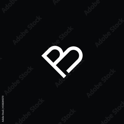 Minimal elegant monogram art logo. Outstanding professional trendy awesome artistic B BP PB initial based Alphabet icon logo. Premium Business logo White color on black background