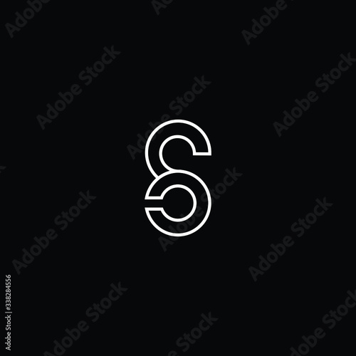 Minimal elegant monogram art logo. Outstanding professional trendy awesome artistic S SC CS SO OS initial based Alphabet icon logo. Premium Business logo White color on black background