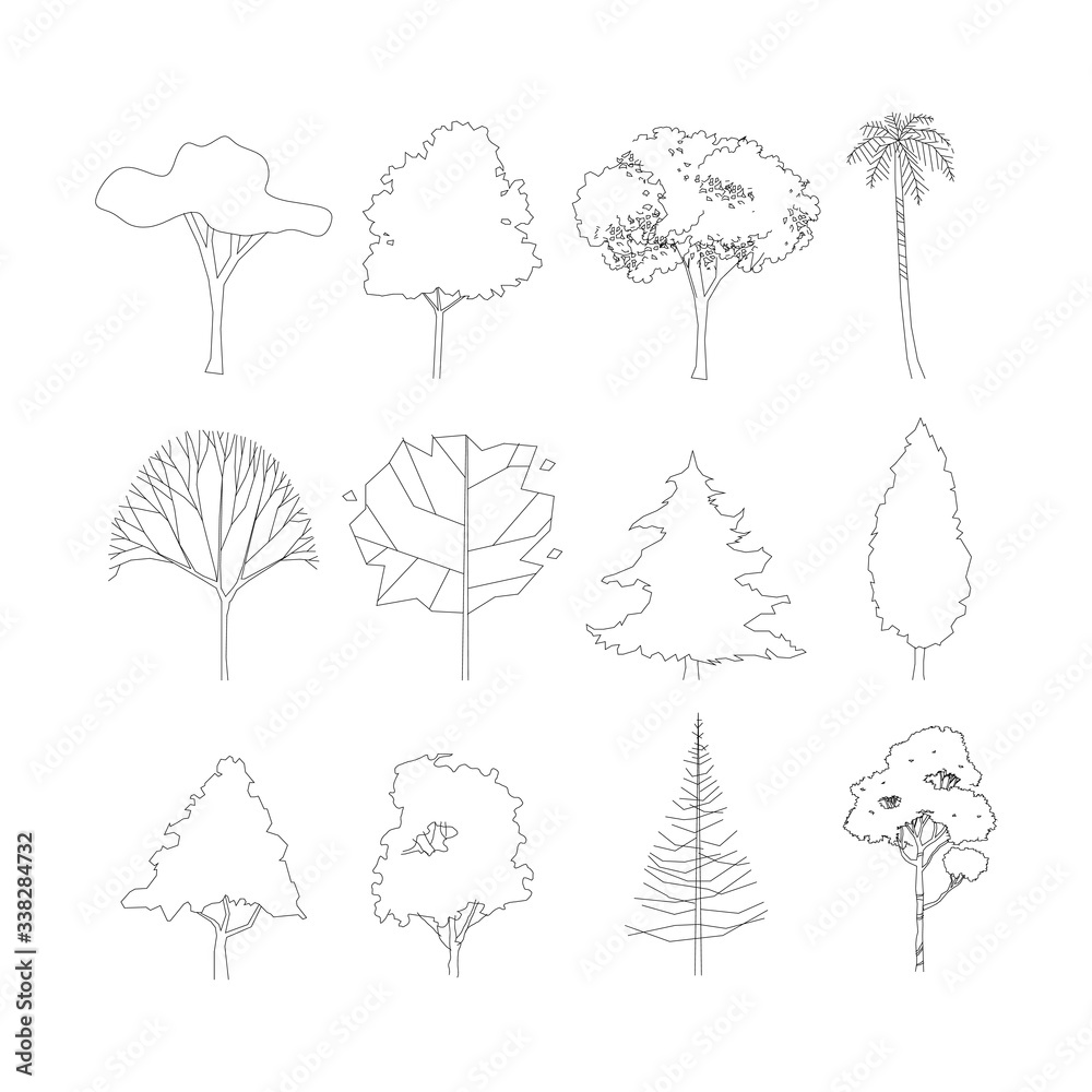 Linear Drawing of Landscape with Trees in a Shape of Circle Template for  Emblem or Logo Vector Design Isolated, Beautiful Garden Stock Vector -  Illustration of colorful, element: 223937775
