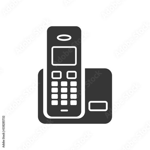 Portable phone glyph single isolated vector icon. Home appliances and electronics illustration on white background