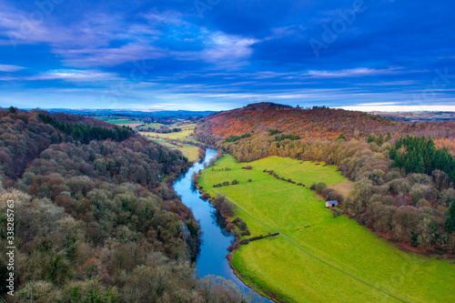 Sunset over the river wye and Coppet Hill in Herefordshire from Symonds Yat photo