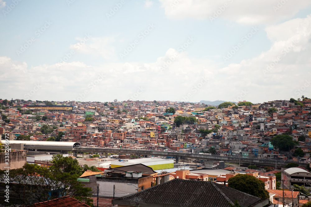 aerial view of the city, favela, metro, capão redondo, São Paulo, Brasil 