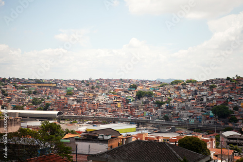 Принти на полотні aerial view of the city, favela, metro, capão redondo, São Paulo, Brasil