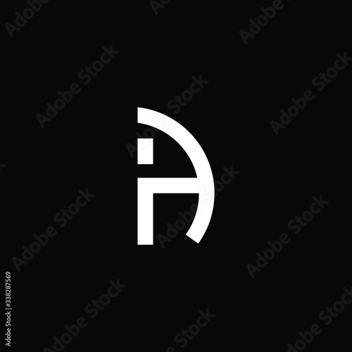 Minimal elegant monogram art logo. Outstanding professional trendy awesome artistic AI IA AH HA initial based Alphabet icon logo. Premium Business logo White color on black background