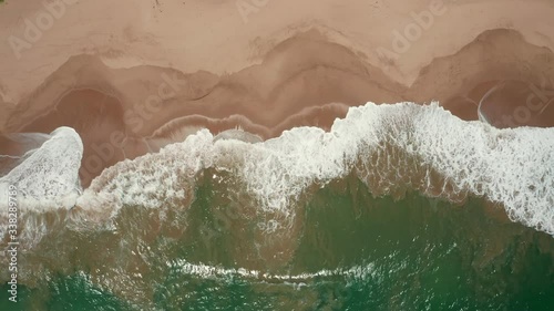 Aerial: Drone Sri Lanka ocean waves that wash up