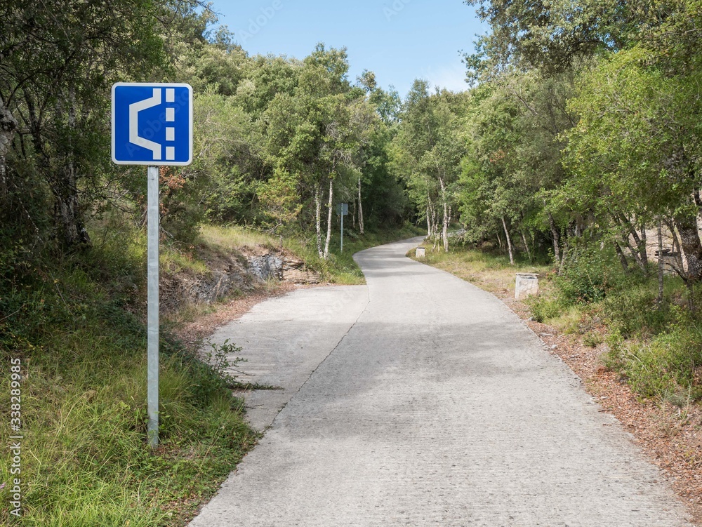Passing place on a narrow road in the countryside in Spain Passing place on a narrow road in the countryside in Spain