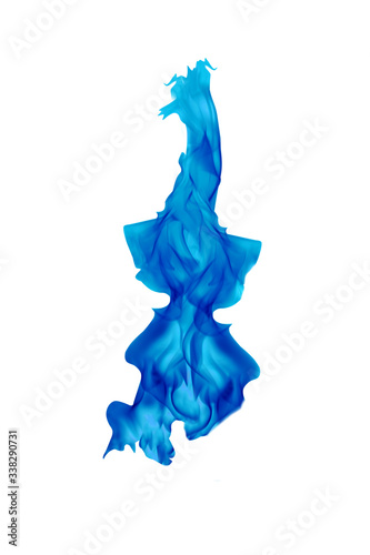 Blue fire, burning, flame white background