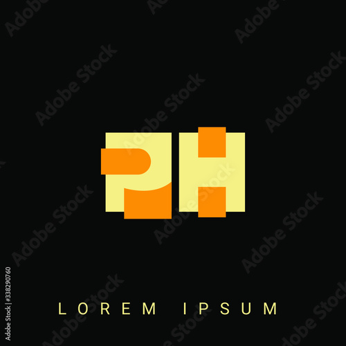 Modern creative shaped PH, HP, P, H logo. Initial Logo Designs Templete with Black Background. Vector Illustration 