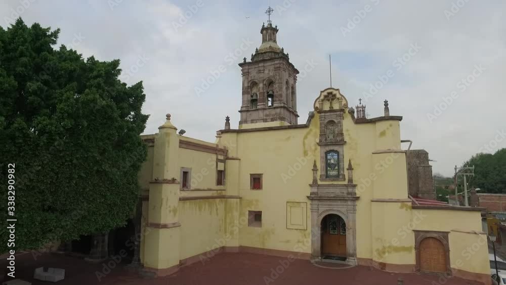 Aerial view of the entrance of a Mexican church in Queretaro. Aerial view of the entrance of a Mexican church in Queretaro.