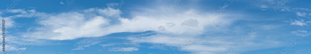 Panorama: White cirrus cloud isolated on black background, Fluffy texture , Abstract smoke