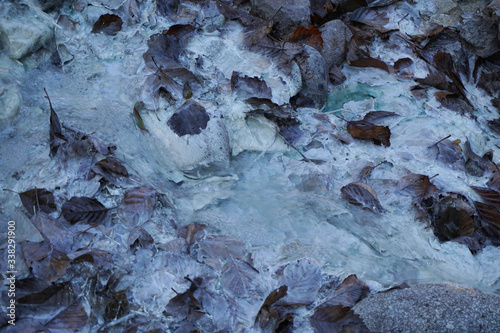 Close-up of water of sulfate and carbonate alpine healing source