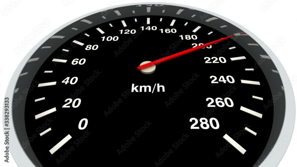 Speed meter in action. Speedometer with a red arrow indicating speed. Footage video Speed meter in action. Speedometer with a red arrow indicating speed. Footage video