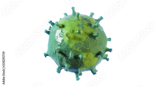 Planet earth turns into a coronavirus. 3D rendering.