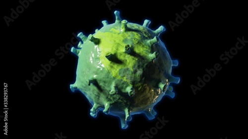 Planet earth turns into a coronavirus. 3D rendering.