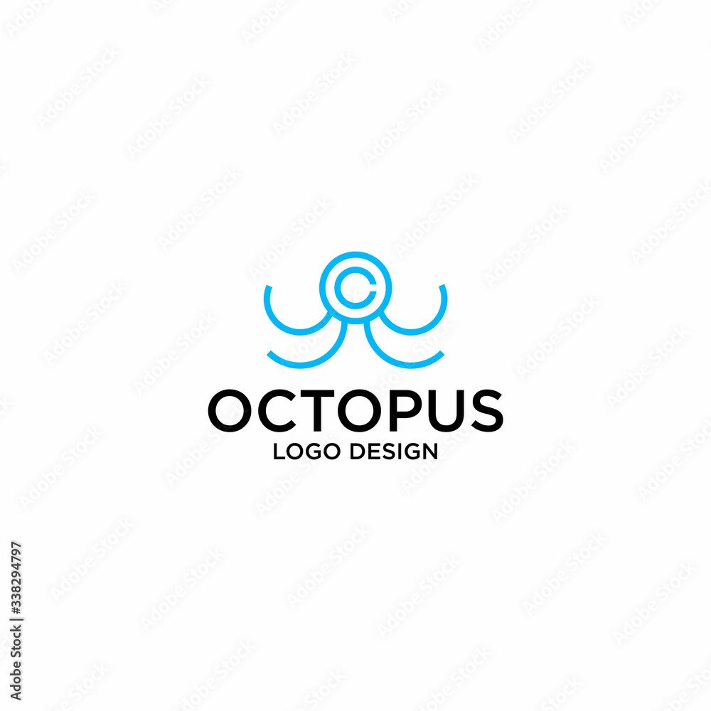Clean and simple logo design of octopus with white background- EPS10 - Vector.