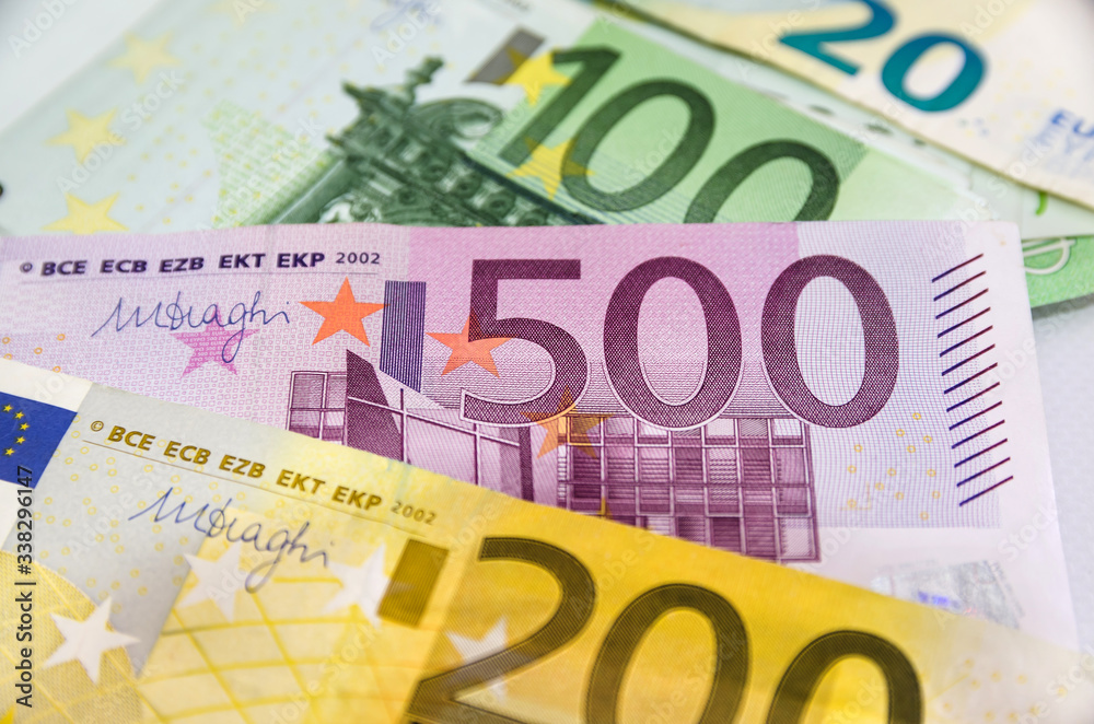 different euros for background. View from above. different euros for background. View from above.