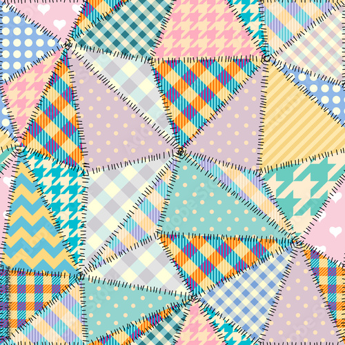 Patchwork textile pattern. Seamless quilting design background.