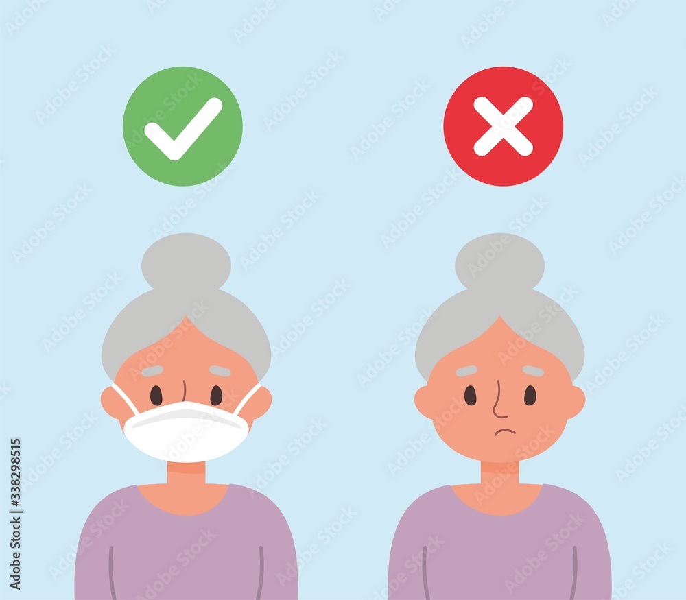 Cute old lady wearing a face mask Cute old lady wearing a face mask