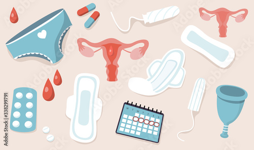 Periods. Menstruation. Modern vector cartoon uterus illusration.