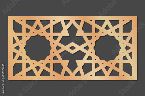 Cutout silhouette panel with ornamental geometric arabic pattern. Template for printing, laser cutting stencil, engraving. Room Divider. Vector illustration.