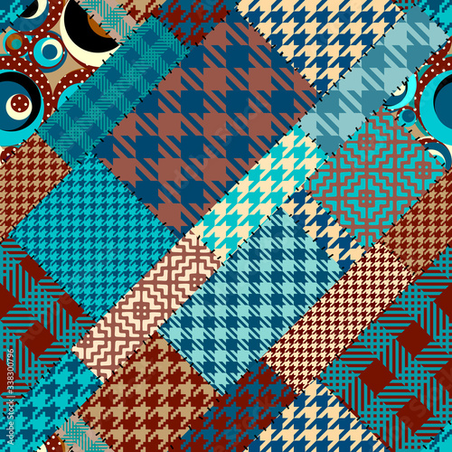 Patchwork textile pattern. Seamless quilting design background.