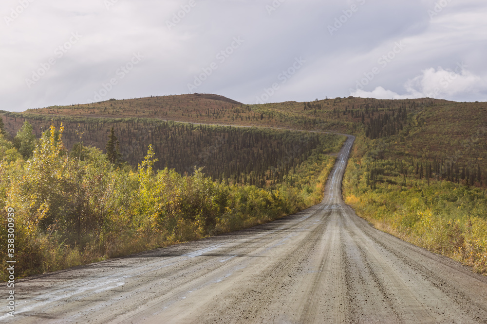 Empty Top Of the World Highway in between Yukon and Alaska