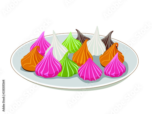 Aalaw or Alua, Thai traditional candy sweet dessert,placed on a plate photo