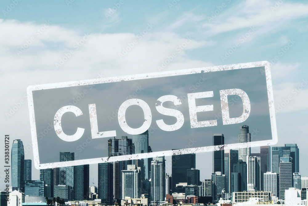 Concept city closed for quarantine. Los Angeles, California, USA