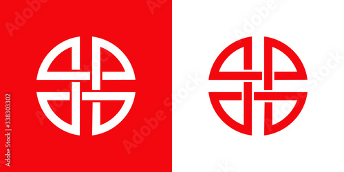 Icono plano nudo circular en fondo rojo y fondo blanco