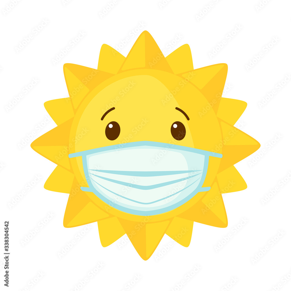 Vector Sun Icon Wear Face Mask For Coronavirus Protection Isolated On White Background Stock Vector Adobe Stock