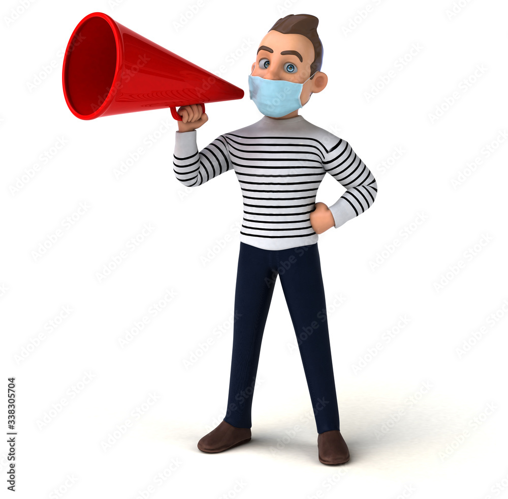 3D illustration of a cartoon character with a mask