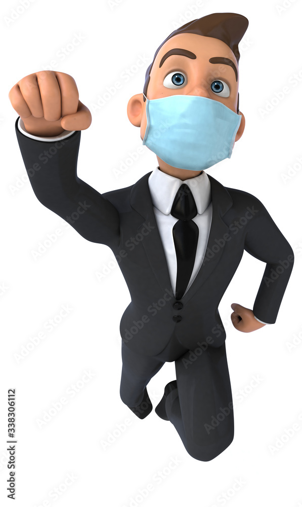 3D illustration of a cartoon character with a mask 3D illustration of a cartoon character with a mask