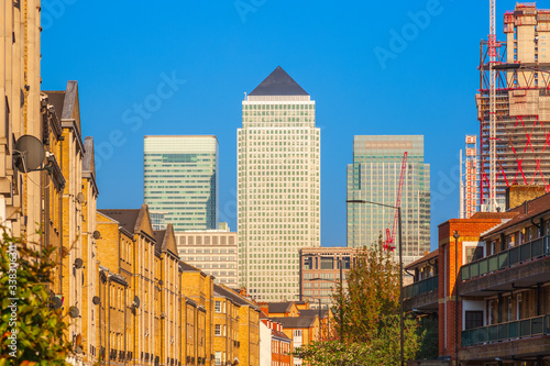 Canary Wharf cityscape seen from Rotherhithe in London photo