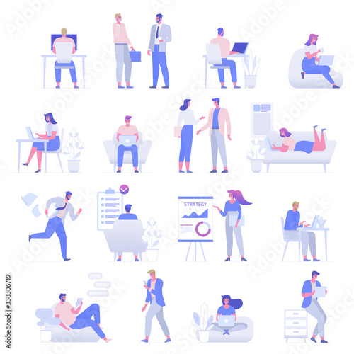 Vector illustration office employees people set