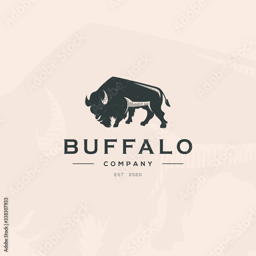 Buffalo logo design Premium Vector