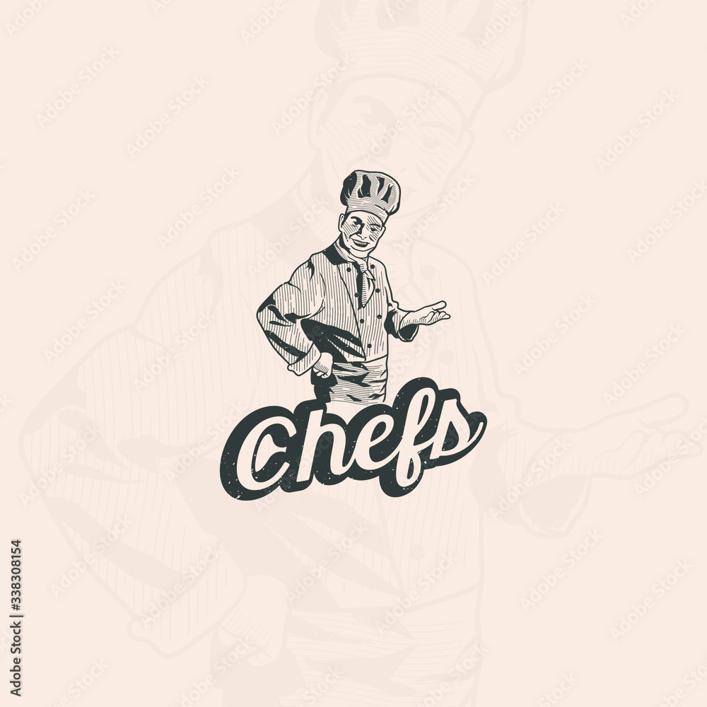 Male chef logo design Premium Vector