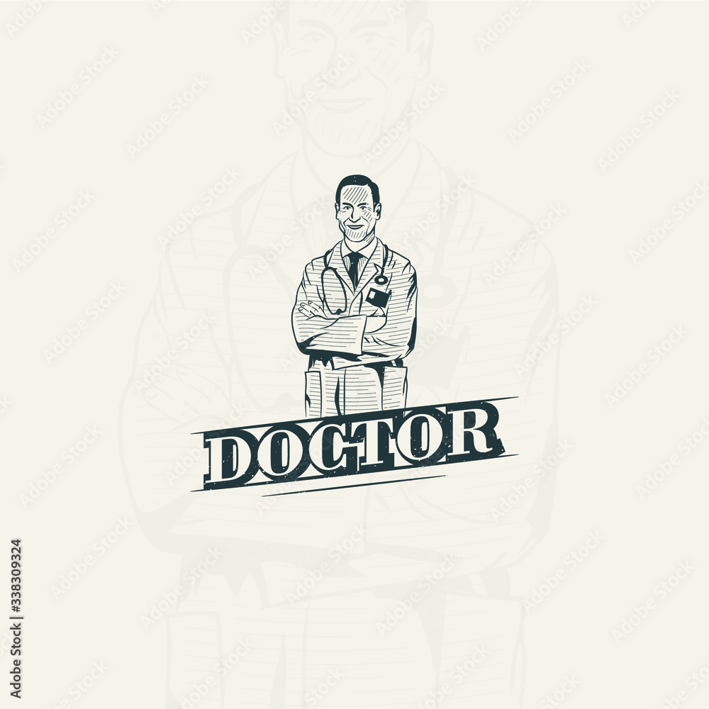 Good male doctor logo design Premium Vector