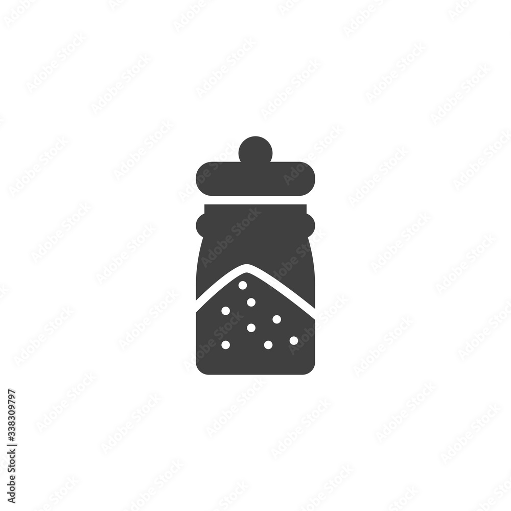 Spices jar vector icon. filled flat sign for mobile concept and web design. Glass jar with condiments glyph icon. Symbol, logo illustration. Vector graphics Spices jar vector icon. filled flat sign for mobile concept and web design. Glass jar with condiments glyph icon. Symbol, logo illustration. Vector graphics
