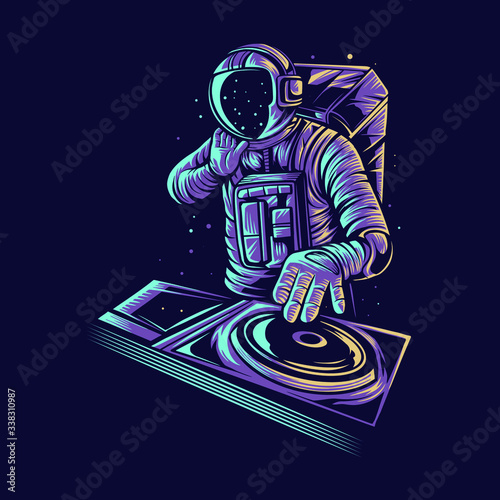 astronaut dj vector illustration